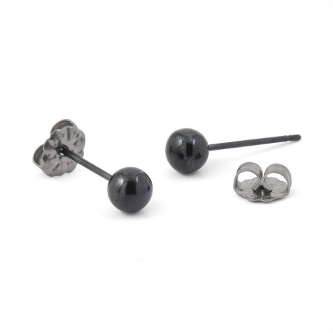 Black titanium ball stud earrings. Hypoallergenic earrings from TouchTitanium.com