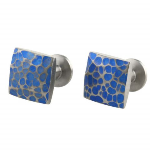 Planished square cushion cufflinks