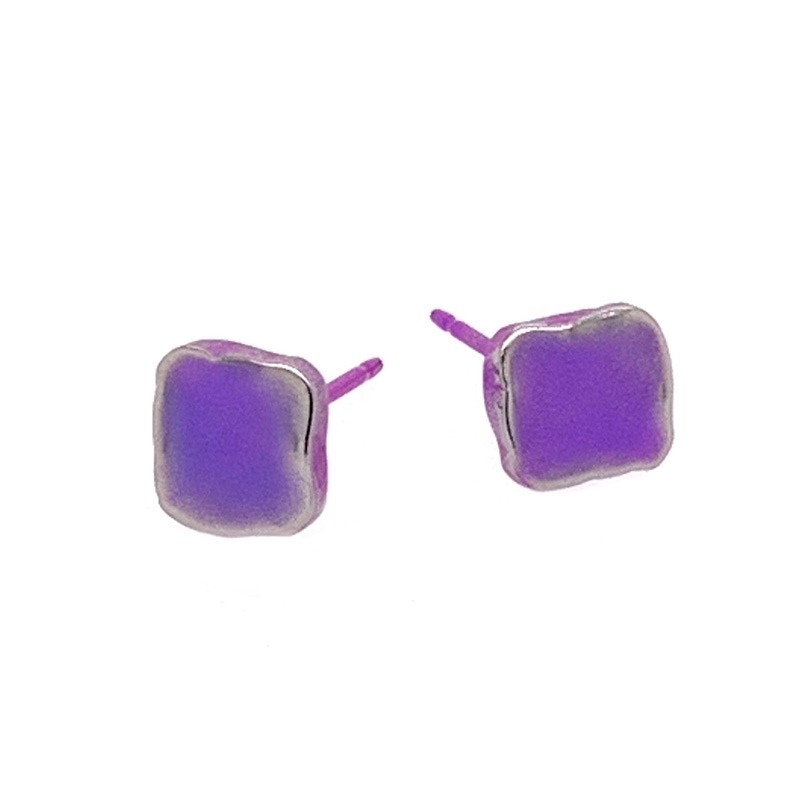 Purple Titanium studs. Hypoallergenic jewellery from TouchTitanium.com