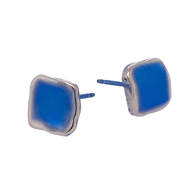 Navy blue Titanium studs. Hypoallergenic jewellery from TouchTitanium.com