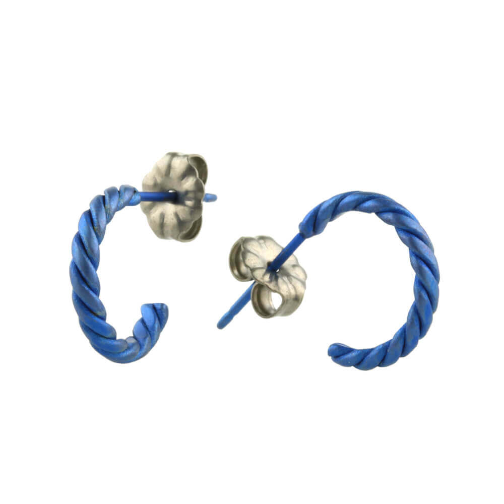 Blue Hypoallergenic titanium hoop earrings