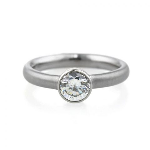 Titanium wedding ring with cubic zirconia gemstone