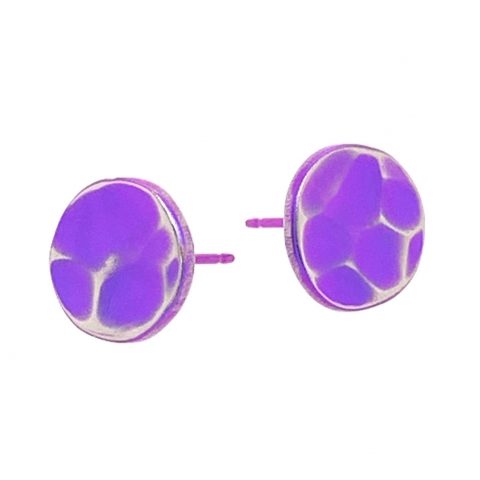 Purple Titanium studs. Hypoallergenic jewellery from TouchTitanium.com