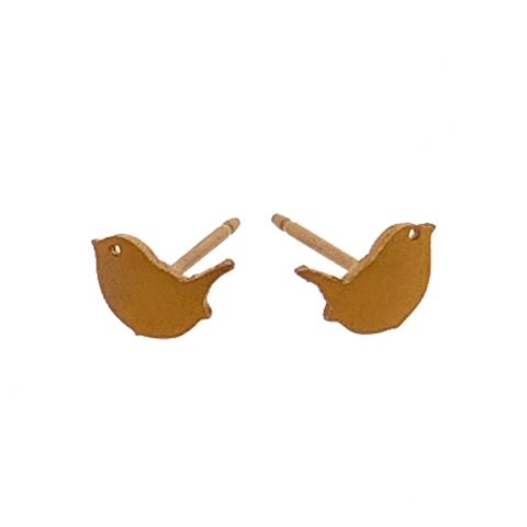 Tan Titanium bird studs. Hypoallergenic jewellery from TouchTitanium.com
