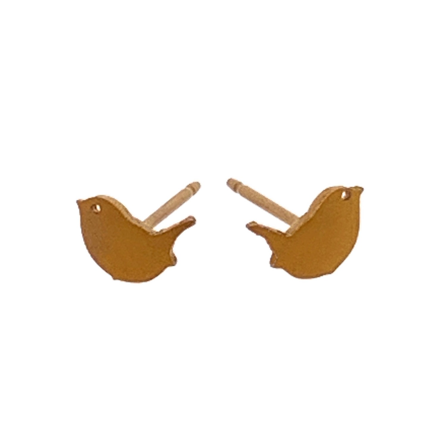 Tan Titanium bird studs. Hypoallergenic jewellery from TouchTitanium.com