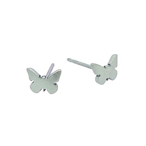 Light blue Titanium butterfly studs. Hypoallergenic jewellery from TouchTitanium.com
