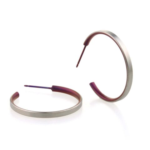 Dark purple Hypoallergenic titanium hoop earrings