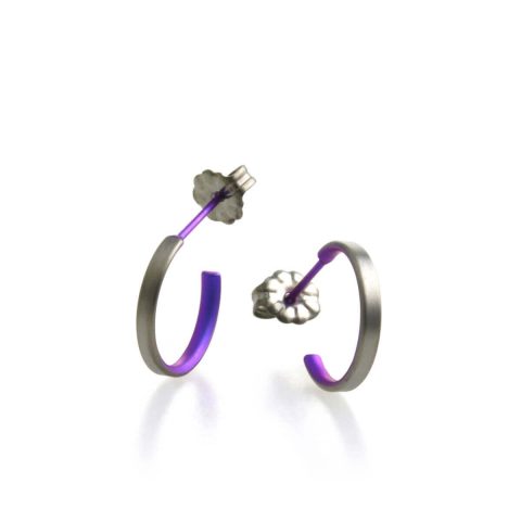 Purple Natural Hypoallergenic titanium hoop earrings small