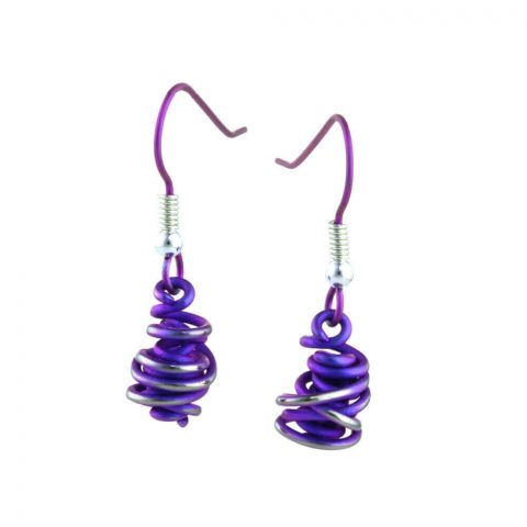 Purple titanium drop earrings.