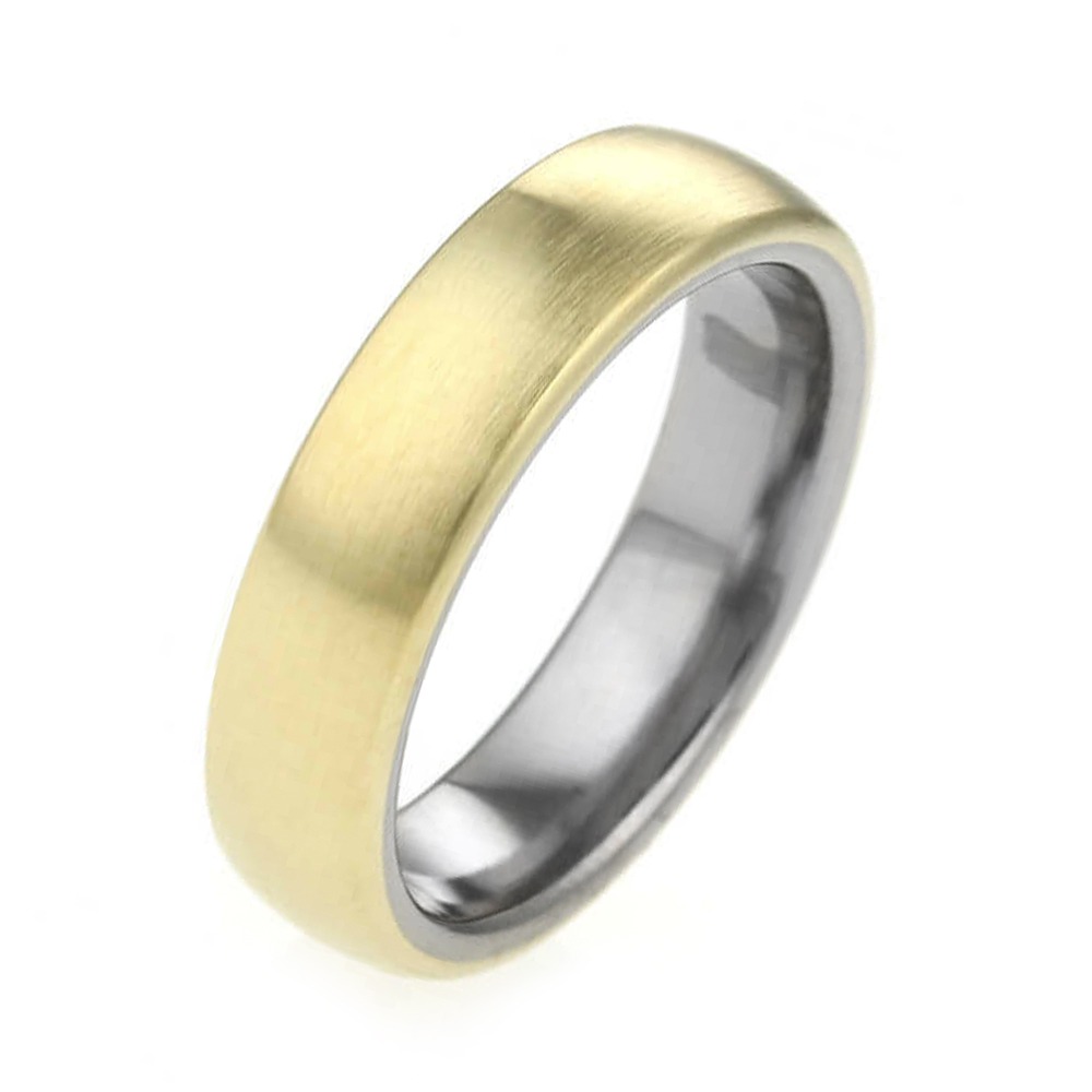 Titanium and gold mixed metal wedding band.